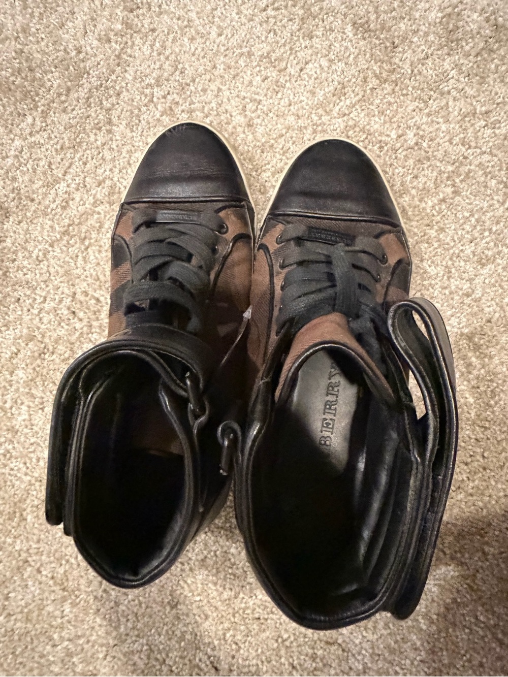 Burberry Brown and Black High-Top Men’s Sneakers - Picture 4 of 6
